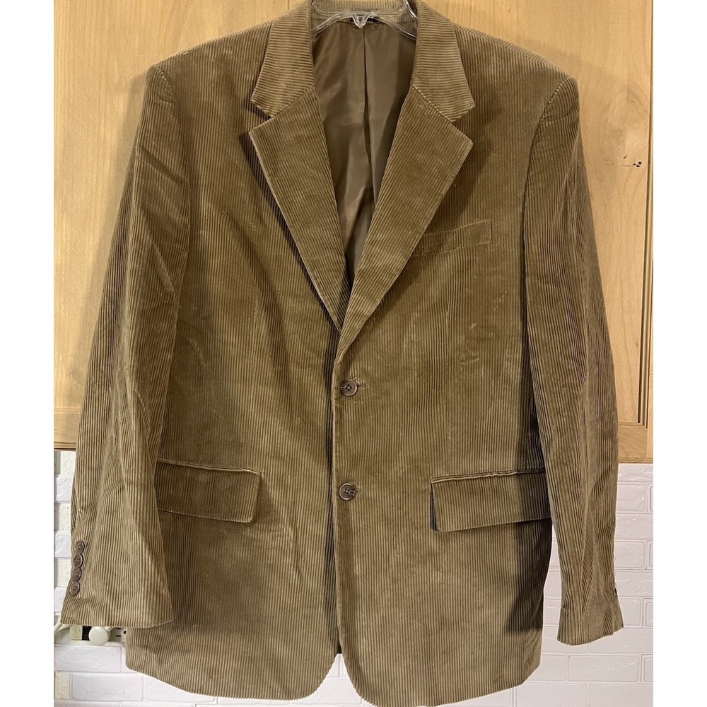 Unbranded Corduroy Blazer Mens‎ Large Tan Brown Two Button Sport Coat Jacket